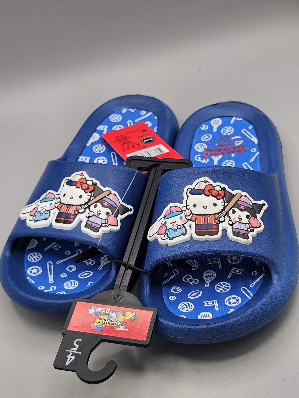 Sanrio Hello Kitty Cinamonroll Kuromi Baseball Cushion Slide Sandal Blue KIDS